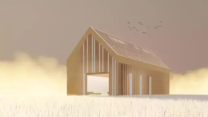 Wooden House Chalet - Modern Cottage House 3D model