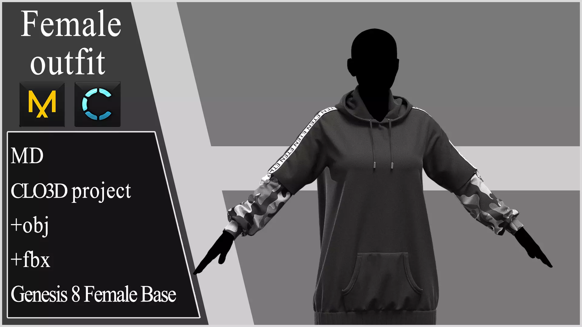 Female outfit Marvelous Designer project 3D model_0