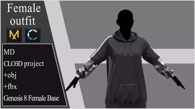 Female outfit Marvelous Designer project 3D model