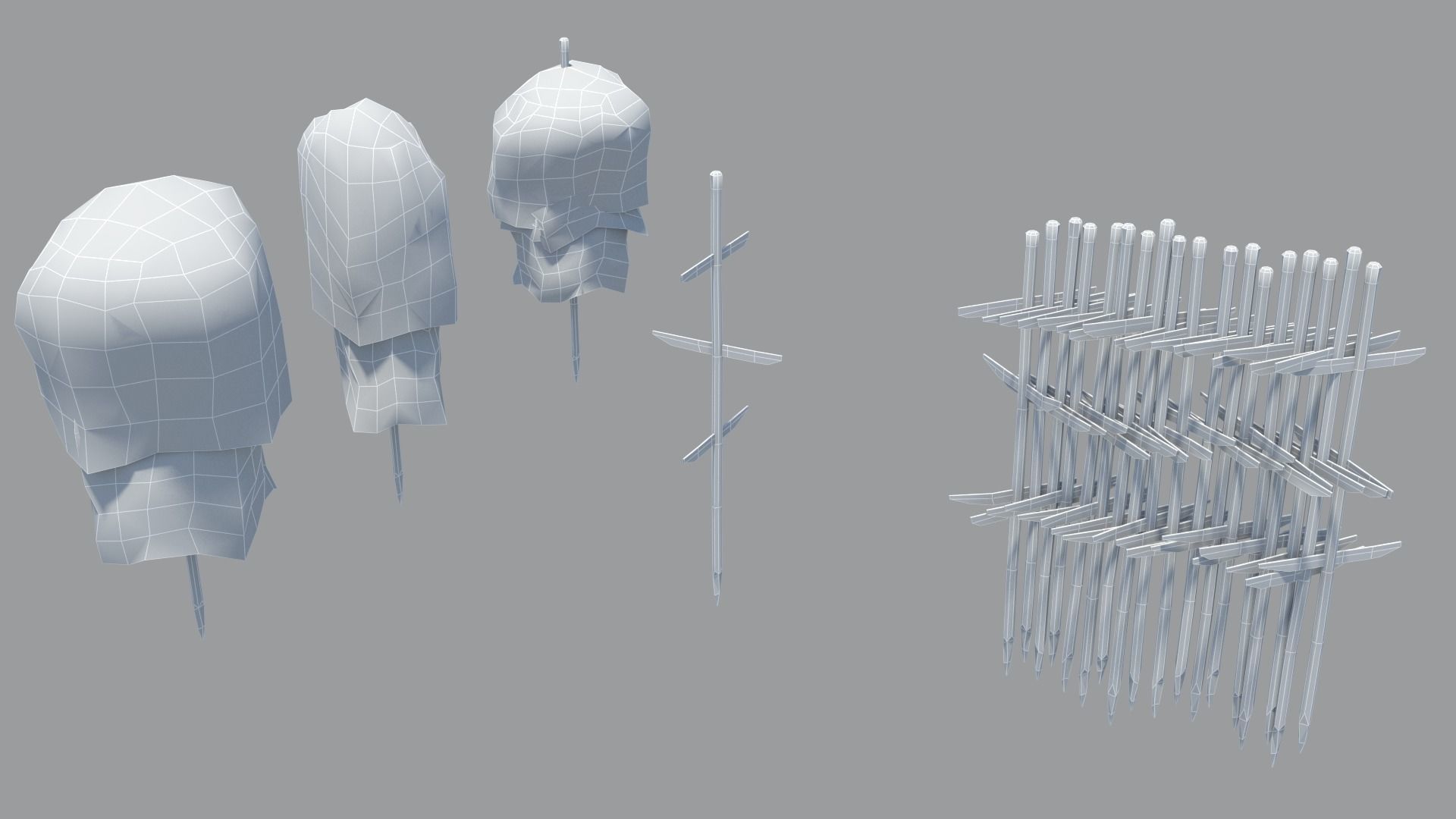 Historic hay rack Low-poly 3D model_3