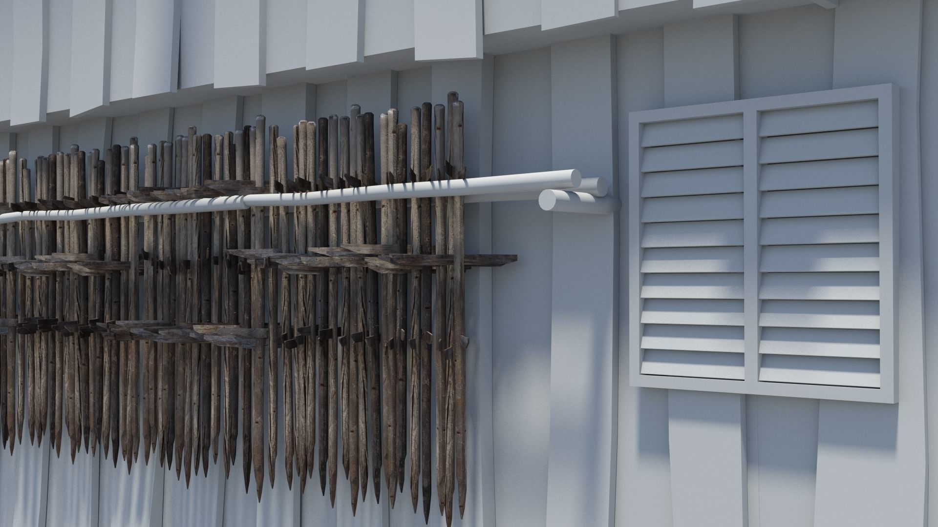 Historic hay rack Low-poly 3D model_14