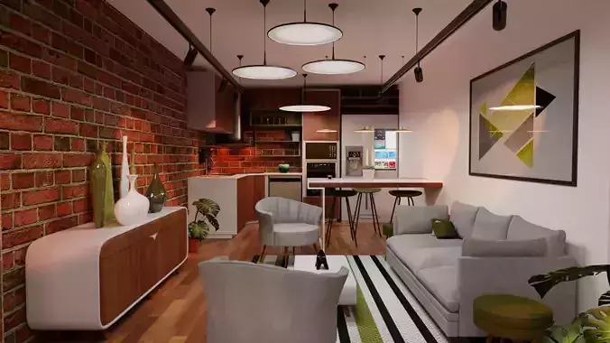 industrial design apartment 3D model