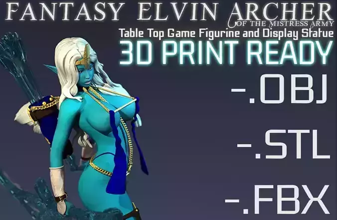 Fantasy 3D Print Pin Up Tabletop Figurine - Mistress Army Archer 3D print model