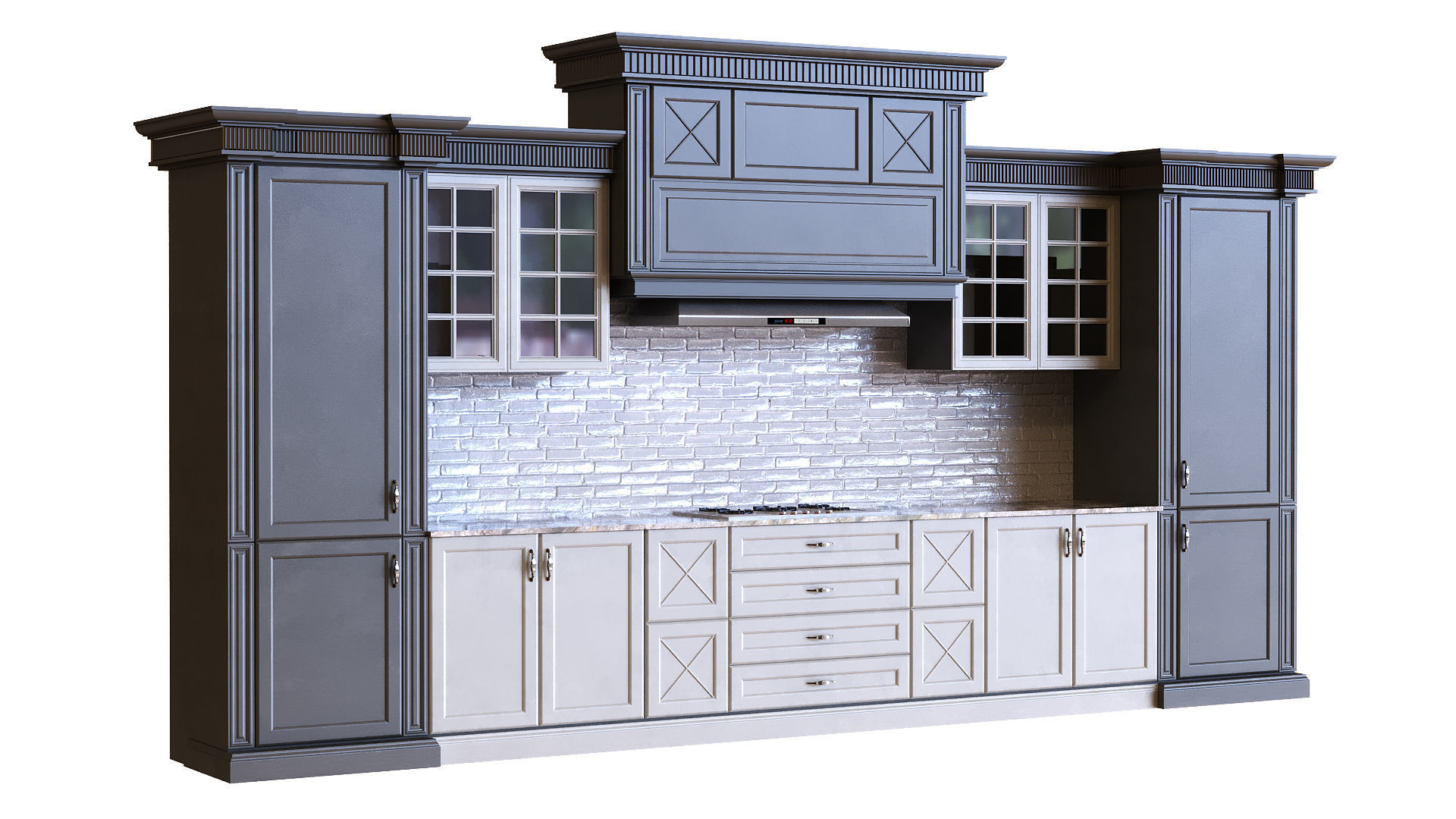 kitchen set 009 PBR MTL Low-poly 3D model_7