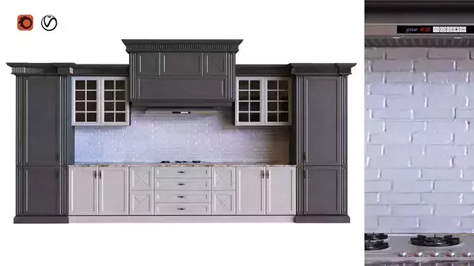 kitchen set 009 PBR MTL Low-poly 3D model