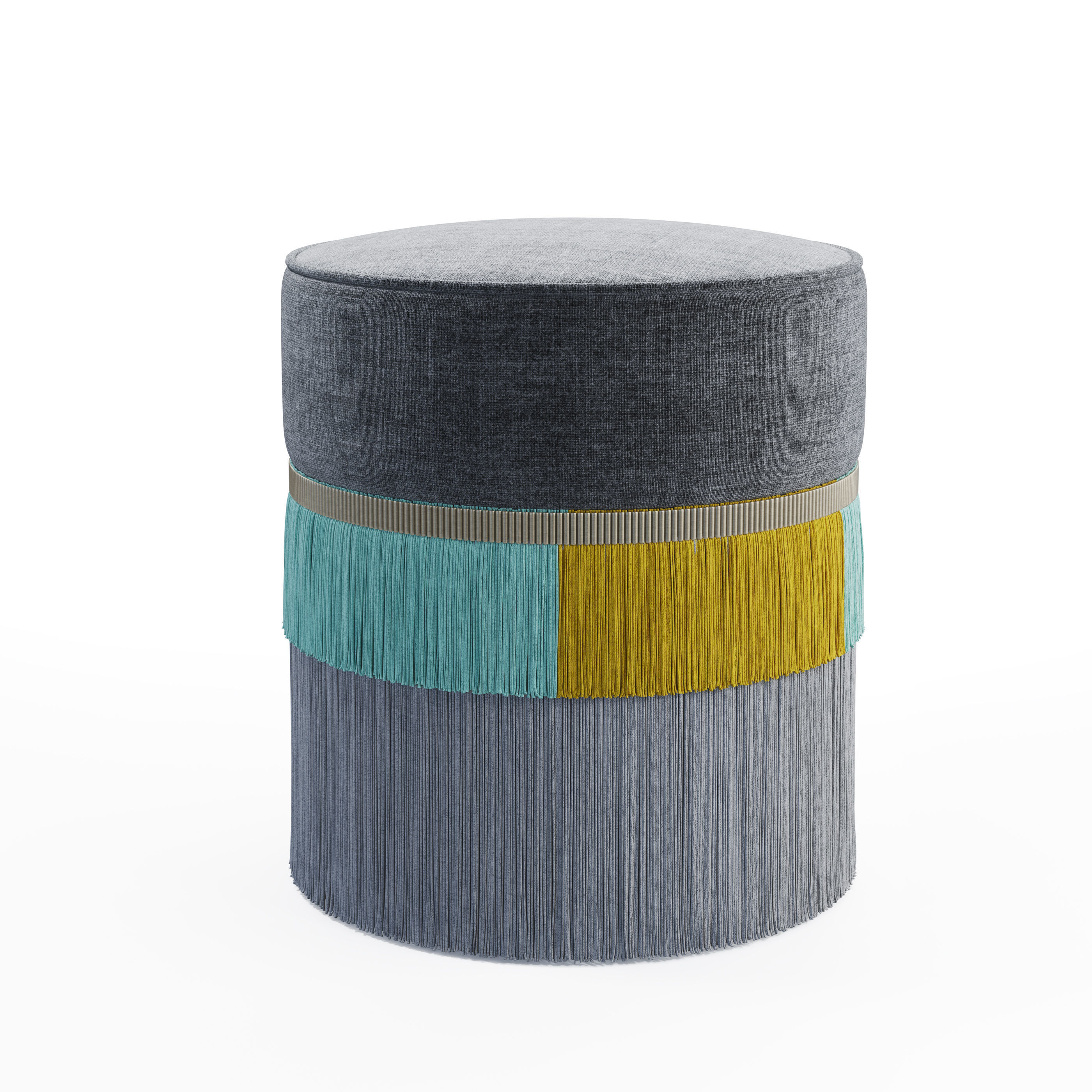 Couture Plain Pouf 3D model_2