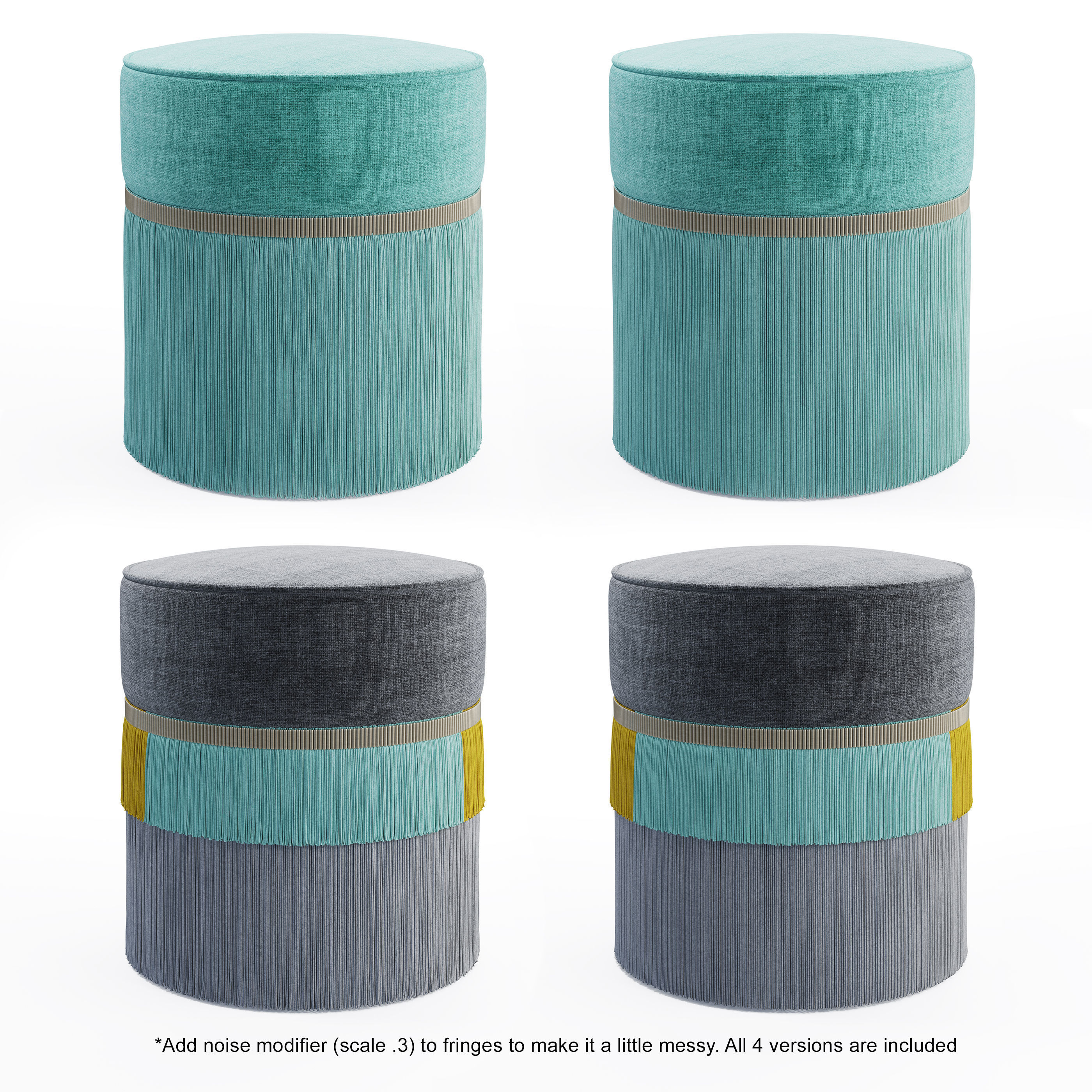Couture Plain Pouf 3D model_9