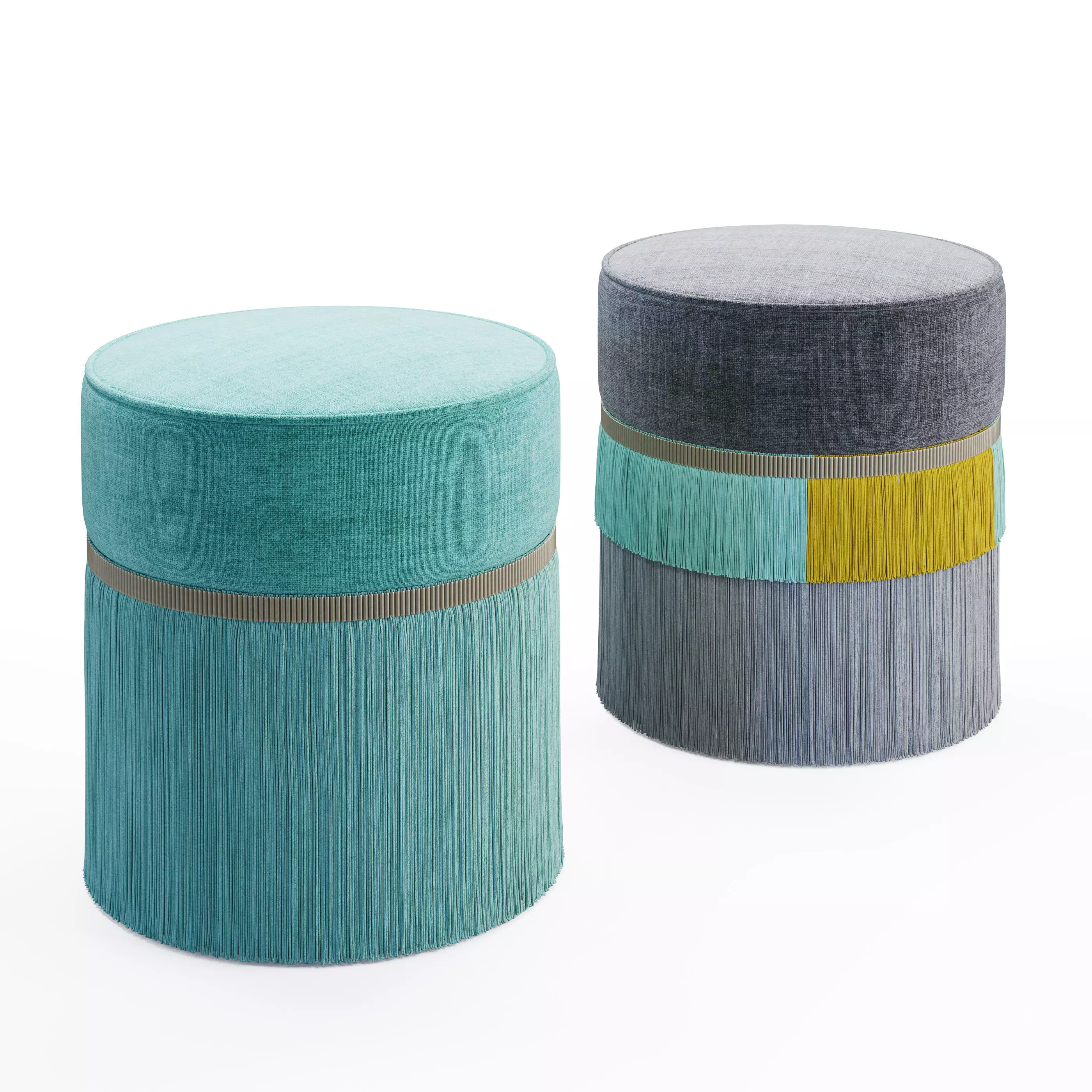Couture Plain Pouf 3D model_0