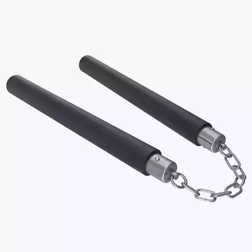 Nunchaku pair of rubber sticks Low-poly 3D model