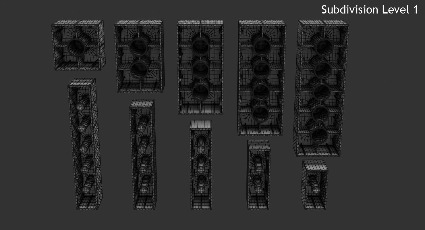 Lego Set of colorful bricks Low-poly 3D model_12