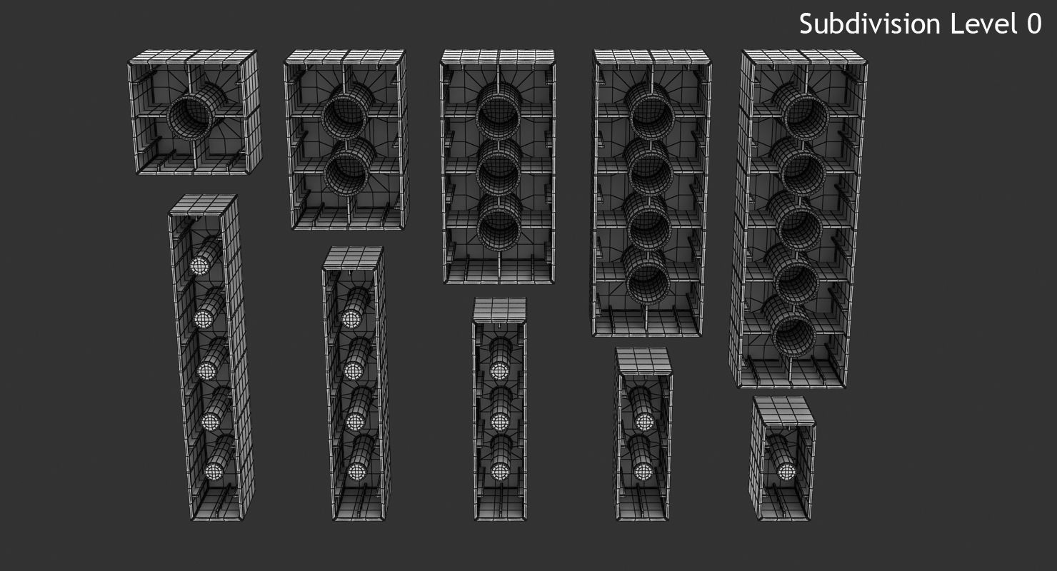 Lego Set of colorful bricks Low-poly 3D model_11