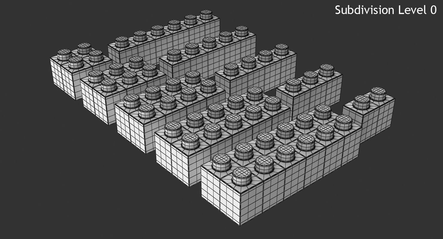 Lego Set of colorful bricks Low-poly 3D model_9