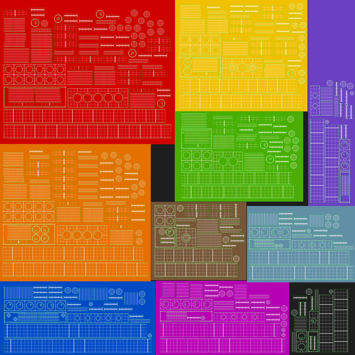 Lego Set of colorful bricks Low-poly 3D model_15