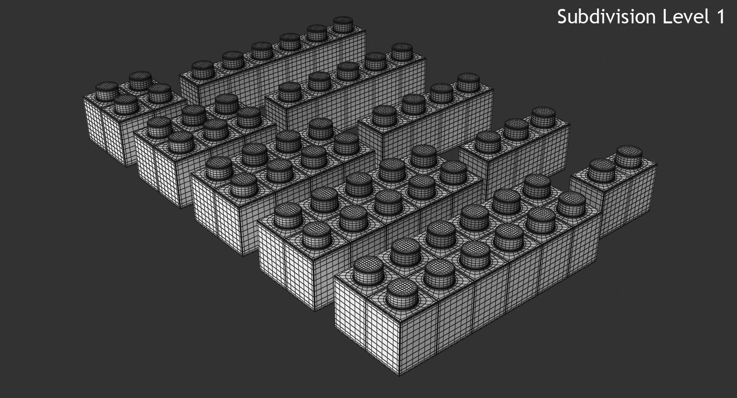 Lego Set of colorful bricks Low-poly 3D model_10