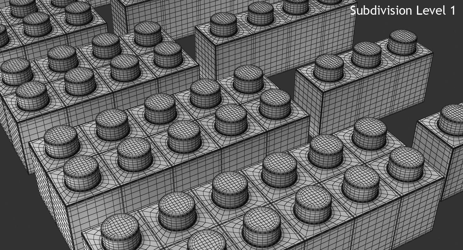 Lego Set of colorful bricks Low-poly 3D model_14