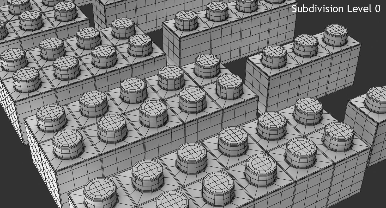 Lego Set of colorful bricks Low-poly 3D model_13