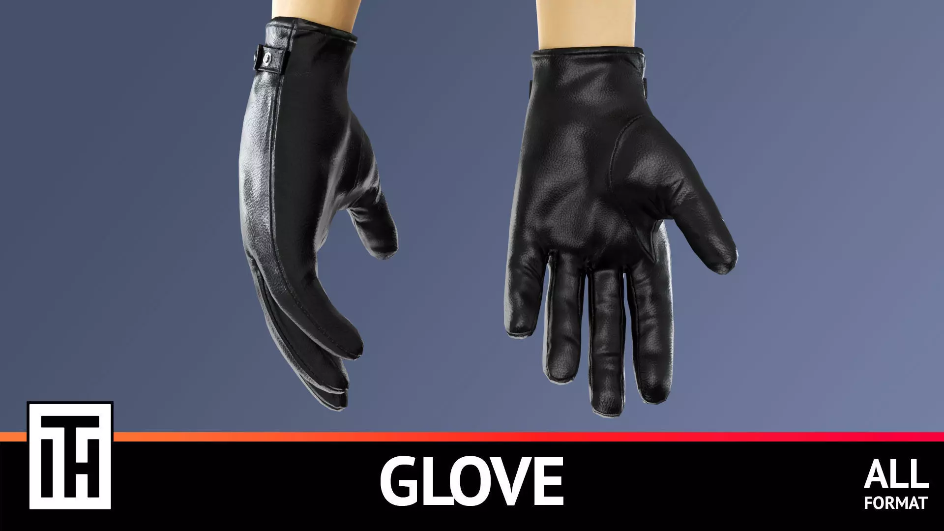 Glove Leather Low-poly 3D model_0
