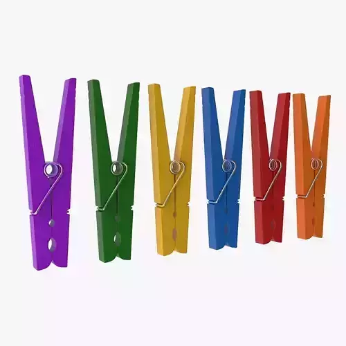 Colorful Clothespin Low-poly 3D model