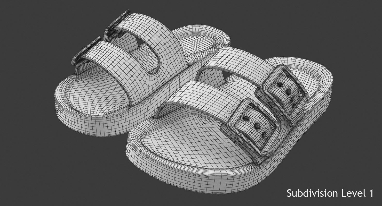 Children Sandals Low-poly 3D model_10