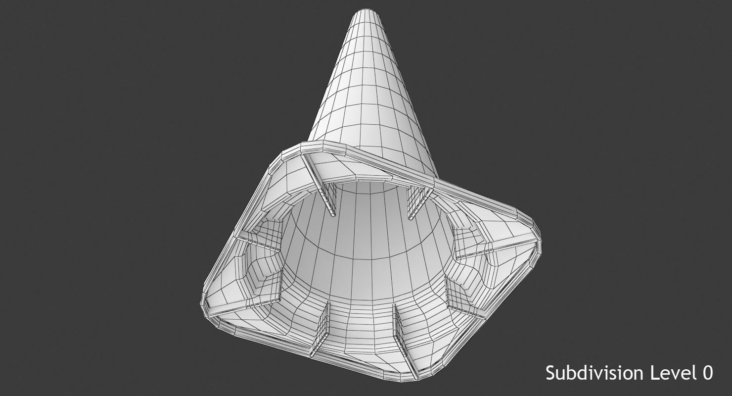 Traffic Cone Low-poly 3D model_11