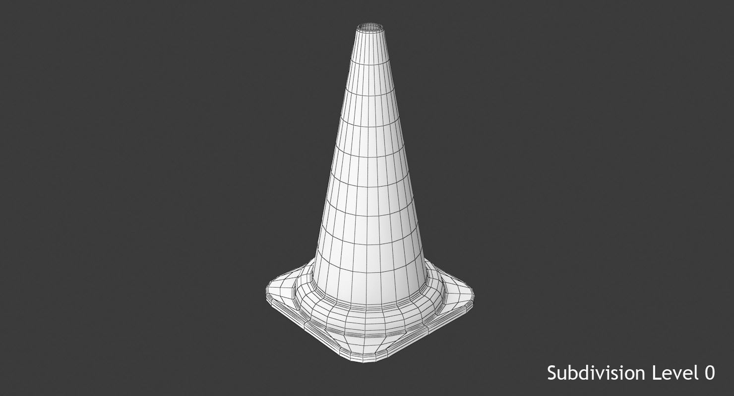 Traffic Cone Low-poly 3D model_9