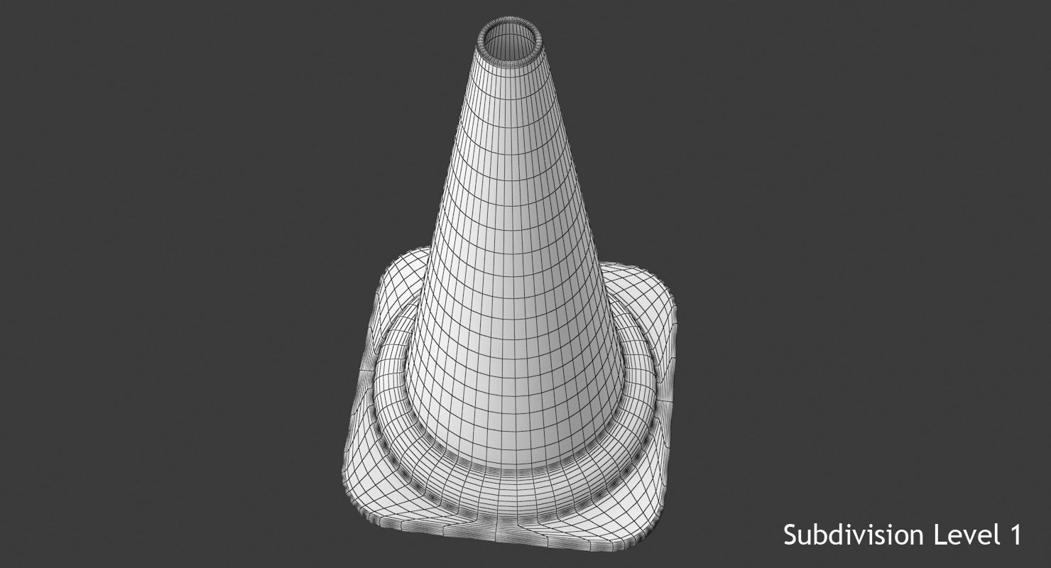 Traffic Cone Low-poly 3D model_14