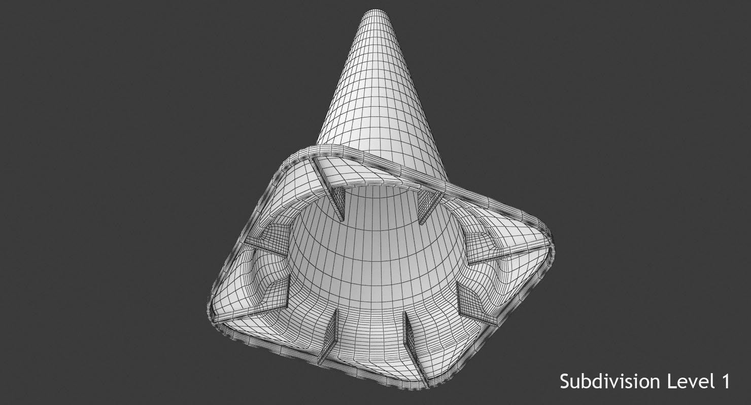 Traffic Cone Low-poly 3D model_12