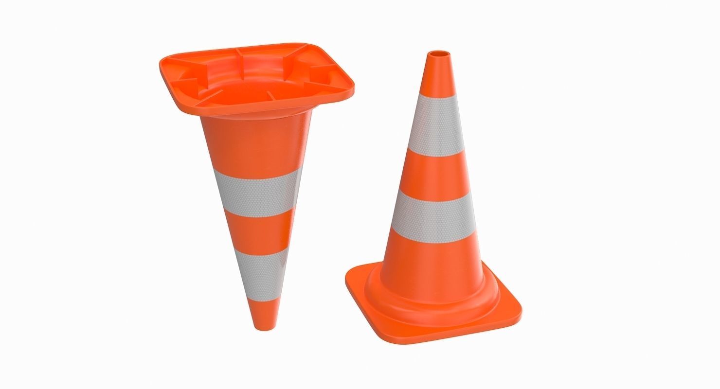 Traffic Cone Low-poly 3D model_6