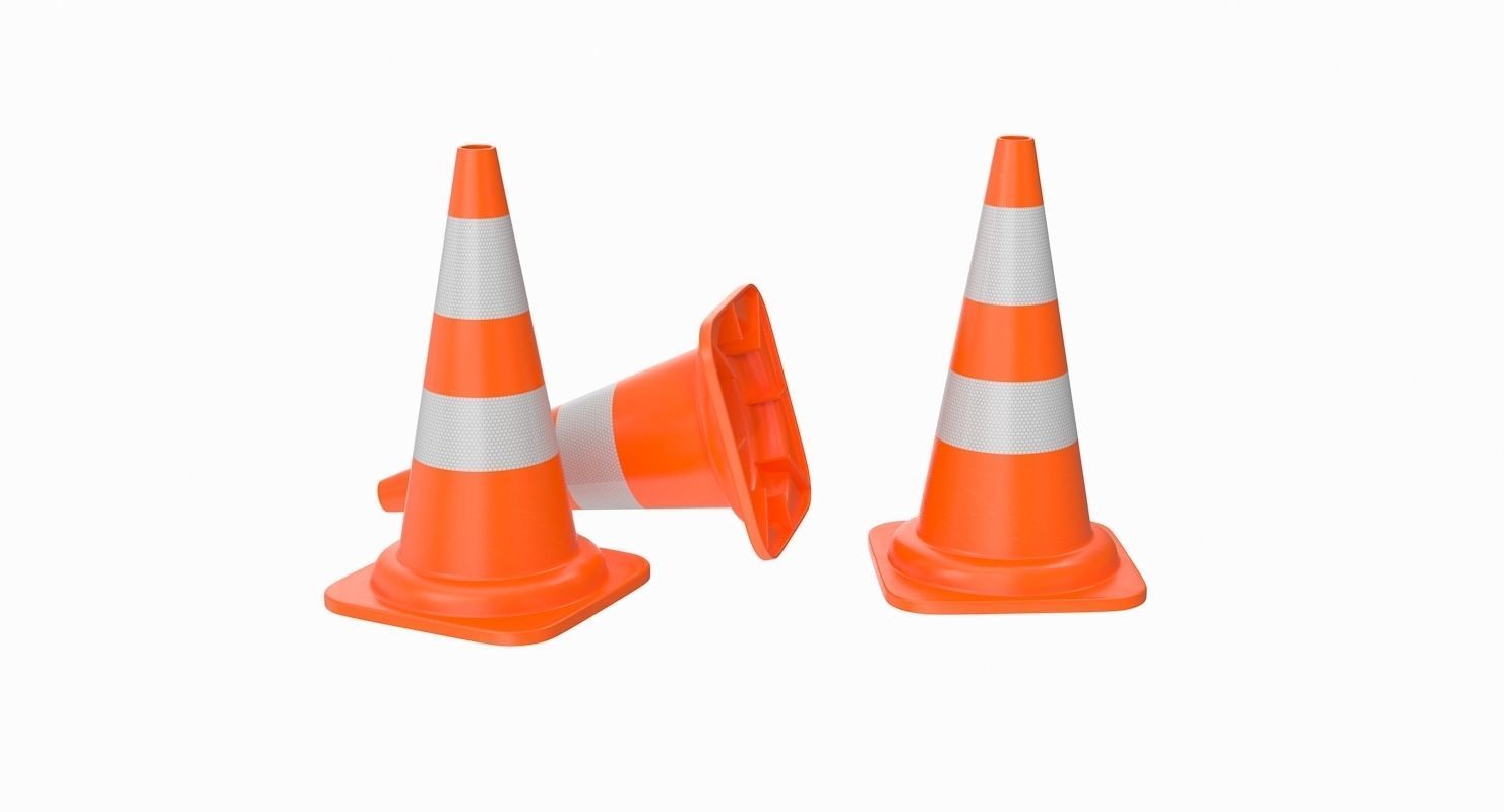 Traffic Cone Low-poly 3D model_8