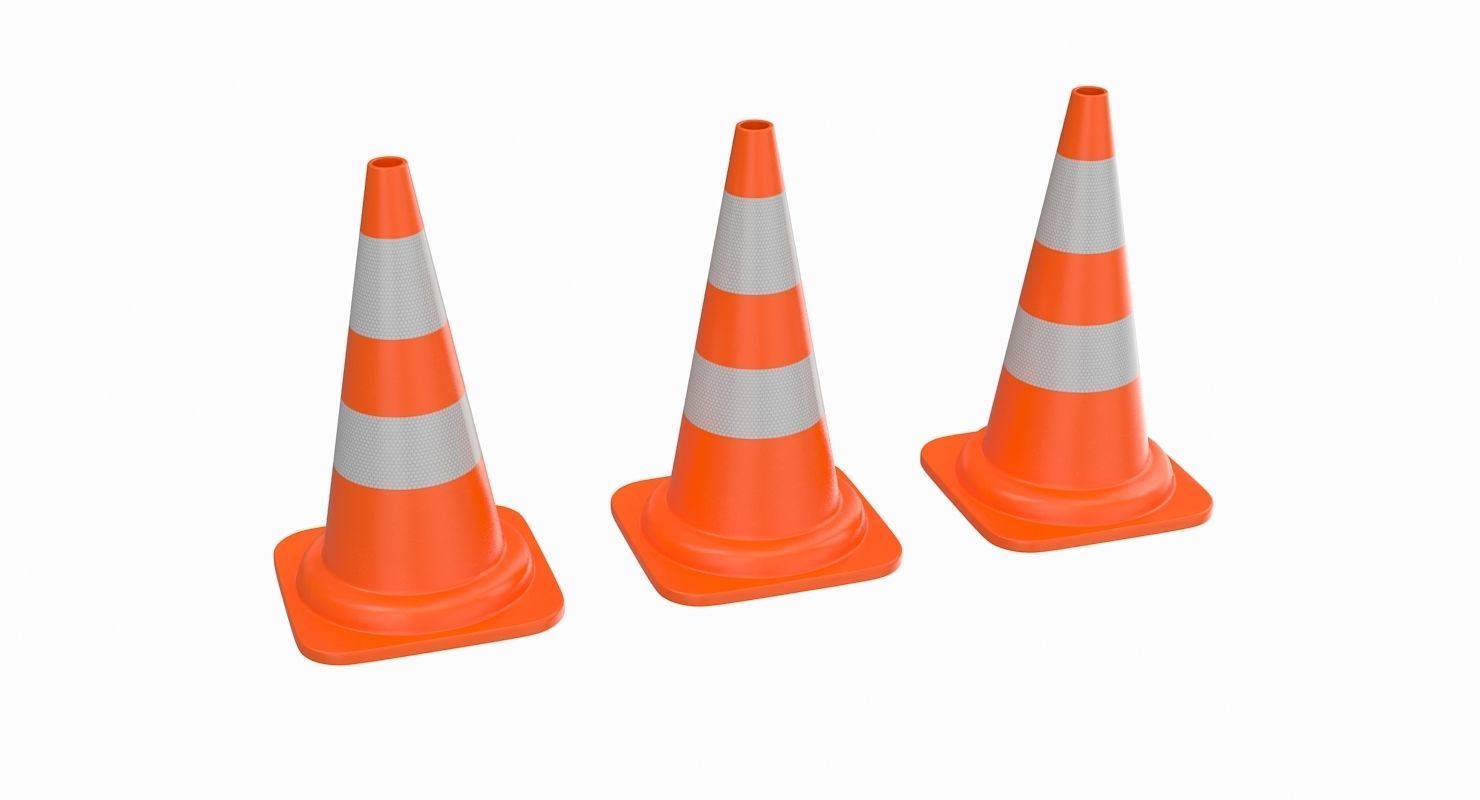 Traffic Cone Low-poly 3D model_7