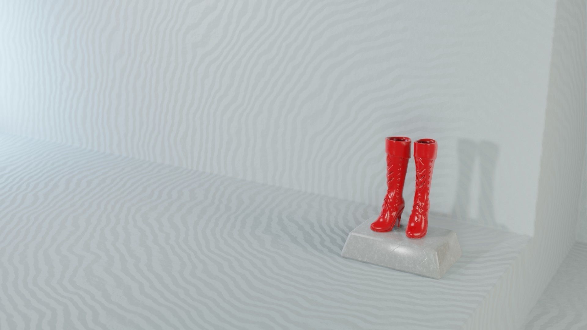 Art Decor - Red Shiny Boots Statue Low-poly 3D model_6