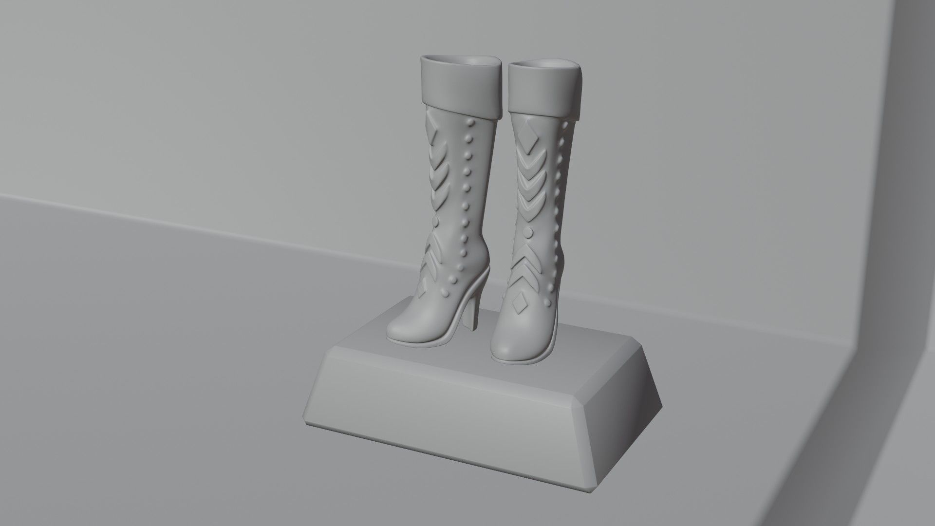 Art Decor - Red Shiny Boots Statue Low-poly 3D model_9