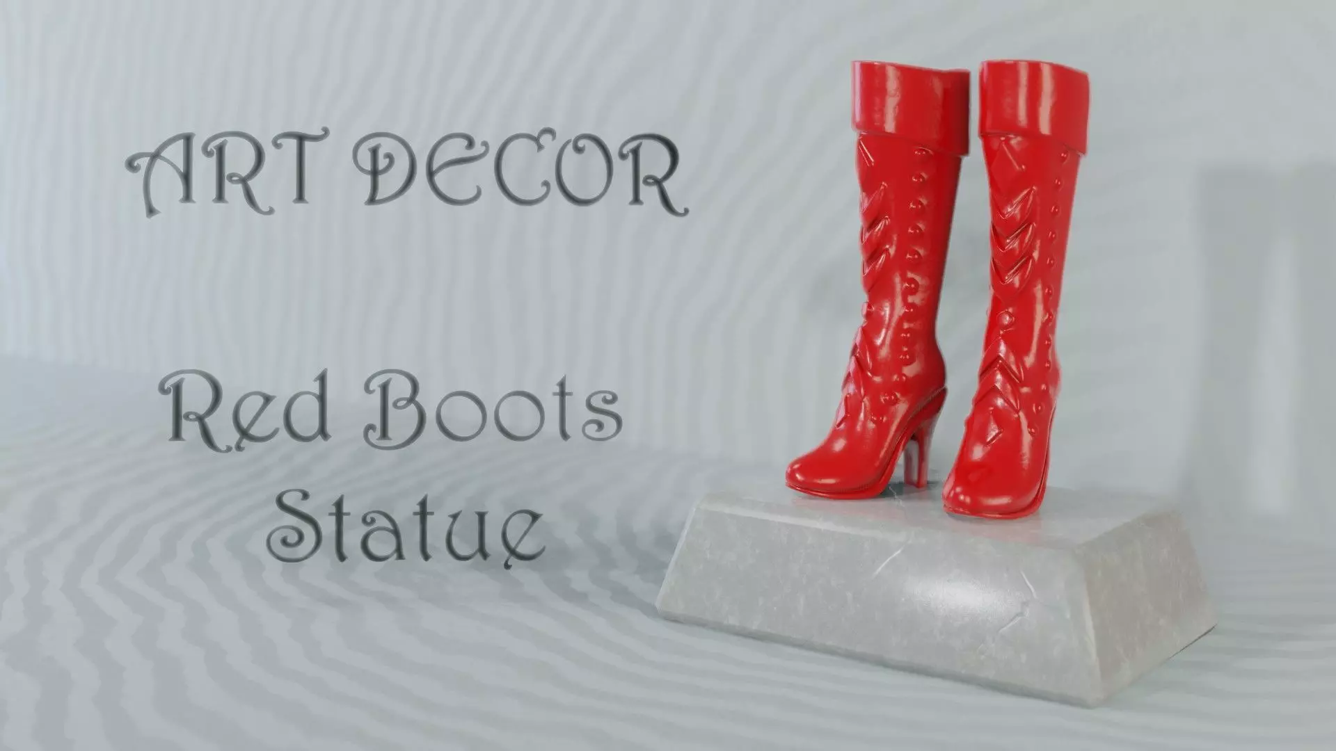 Art Decor - Red Shiny Boots Statue Low-poly 3D model_0
