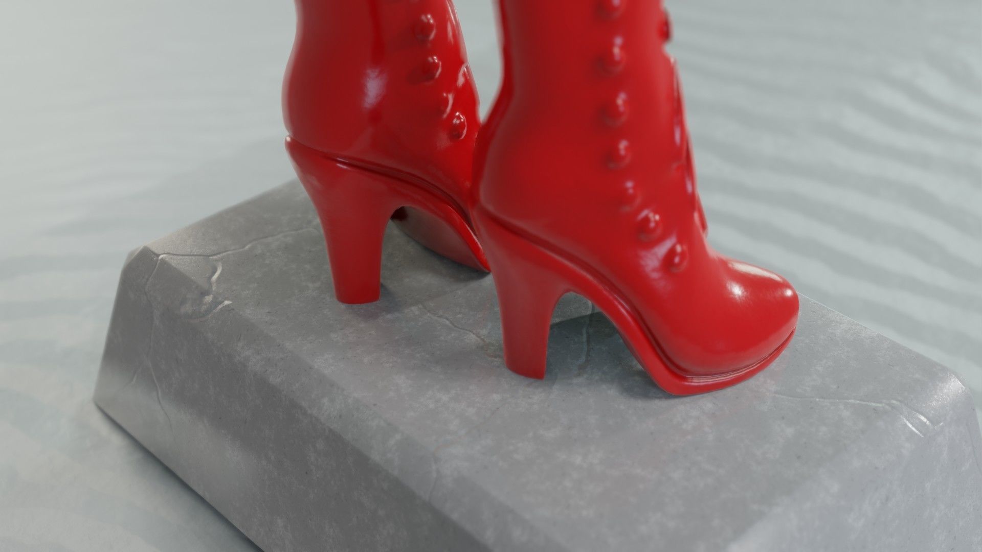Art Decor - Red Shiny Boots Statue Low-poly 3D model_2