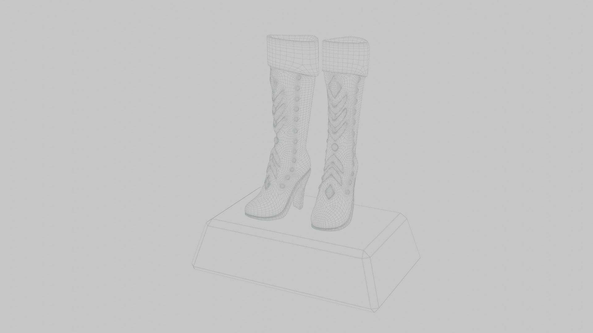 Art Decor - Red Shiny Boots Statue Low-poly 3D model_10