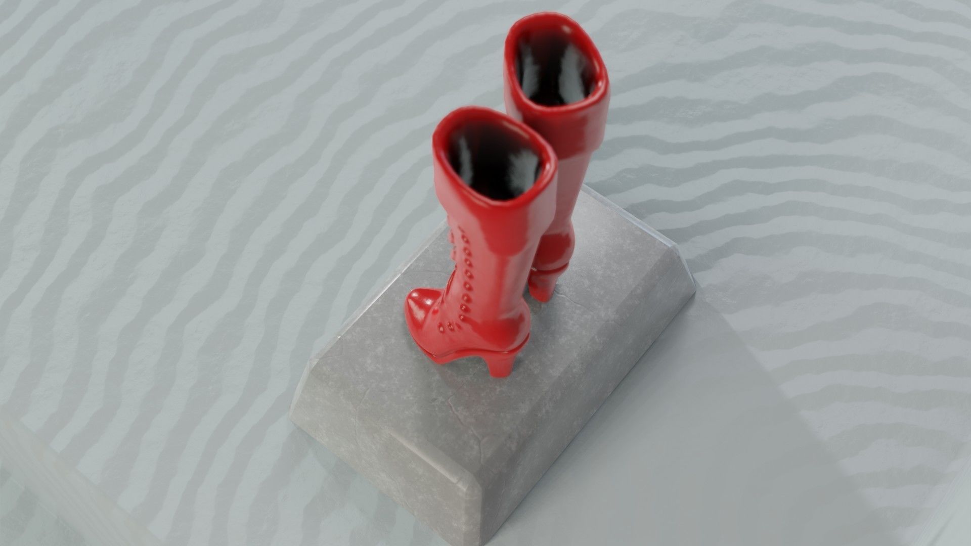 Art Decor - Red Shiny Boots Statue Low-poly 3D model_7