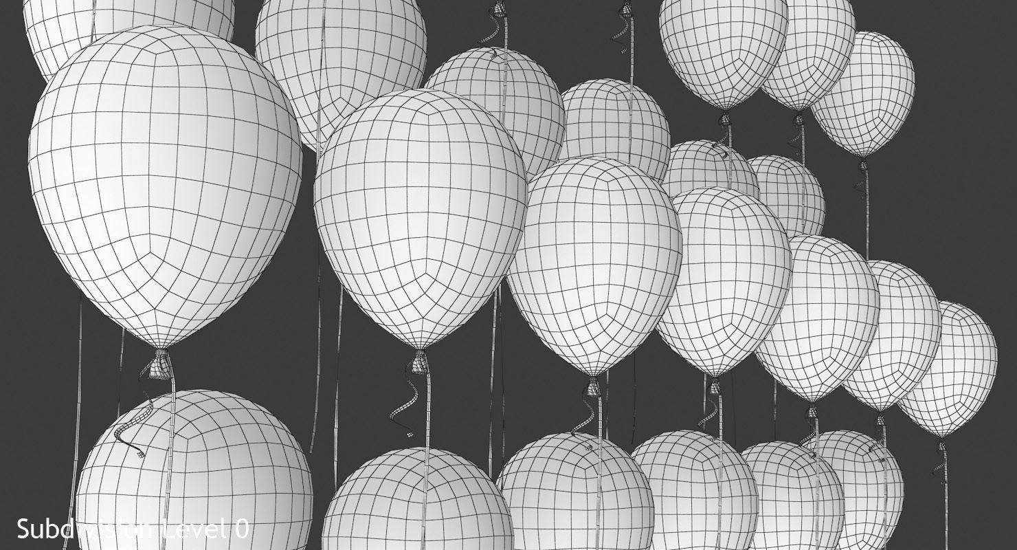 Alphabet on Balloons Low-poly 3D model_11