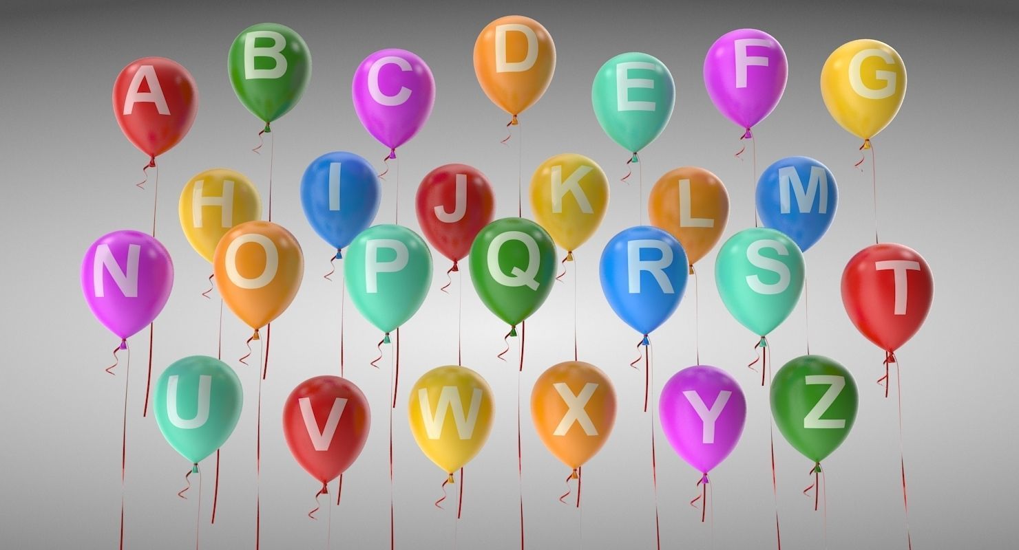 Alphabet on Balloons Low-poly 3D model_2