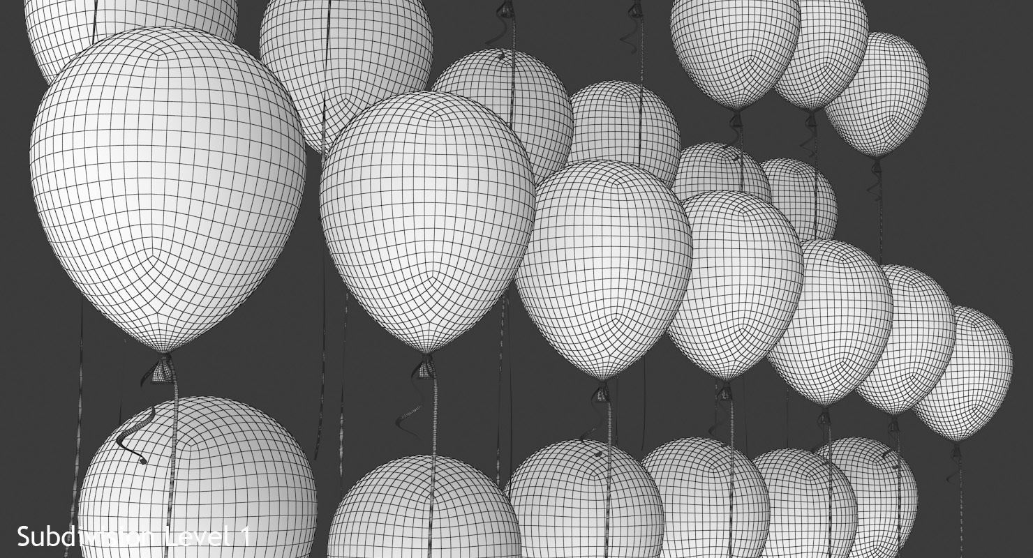 Alphabet on Balloons Low-poly 3D model_12