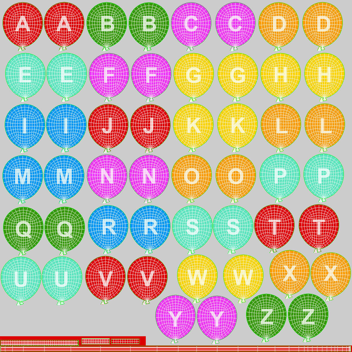 Alphabet on Balloons Low-poly 3D model_15