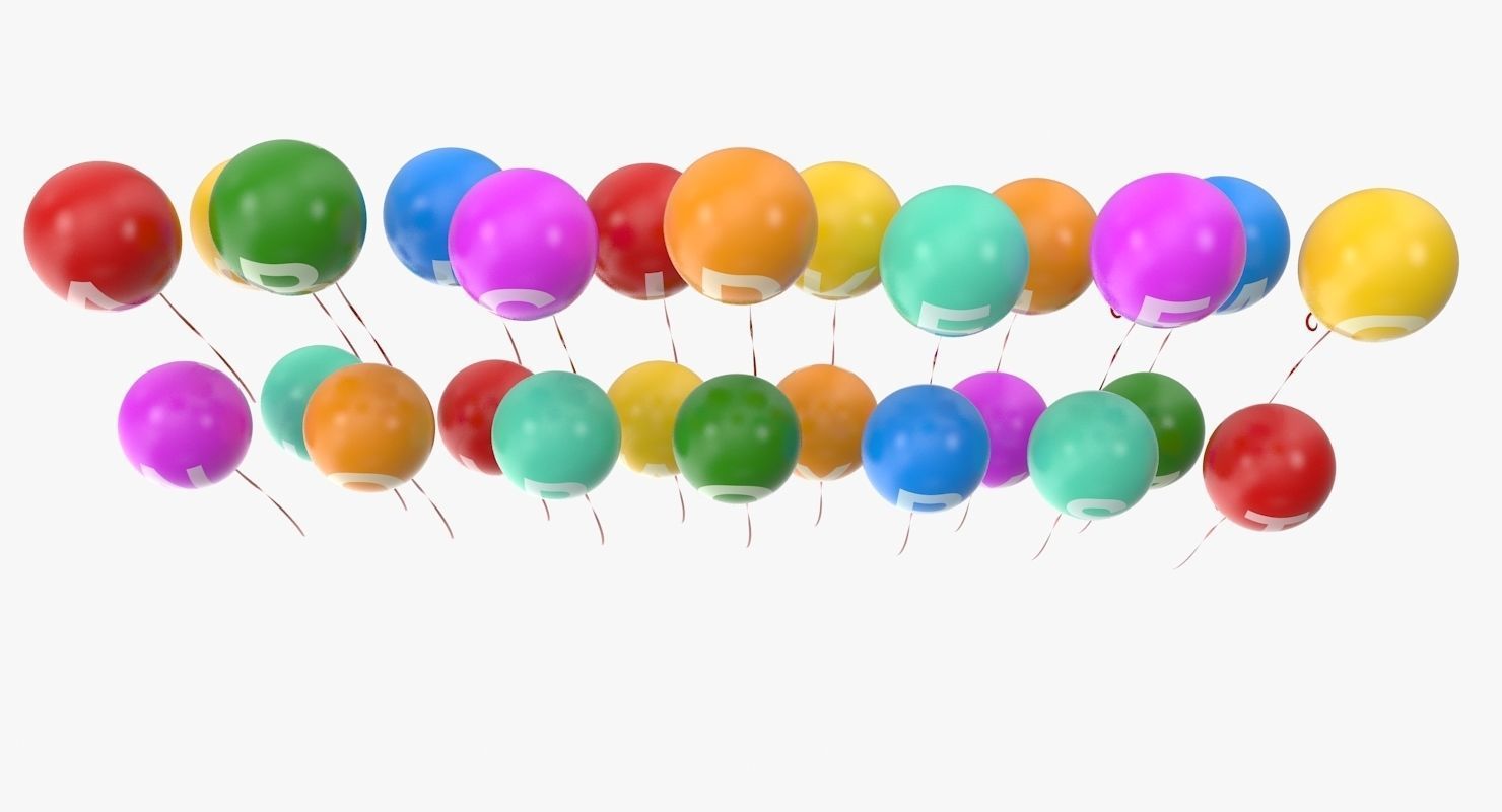Alphabet on Balloons Low-poly 3D model_6