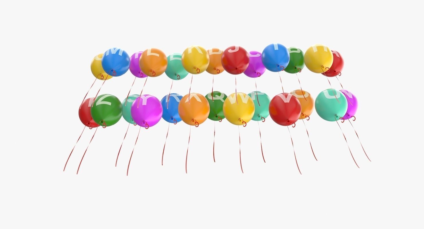 Alphabet on Balloons Low-poly 3D model_5