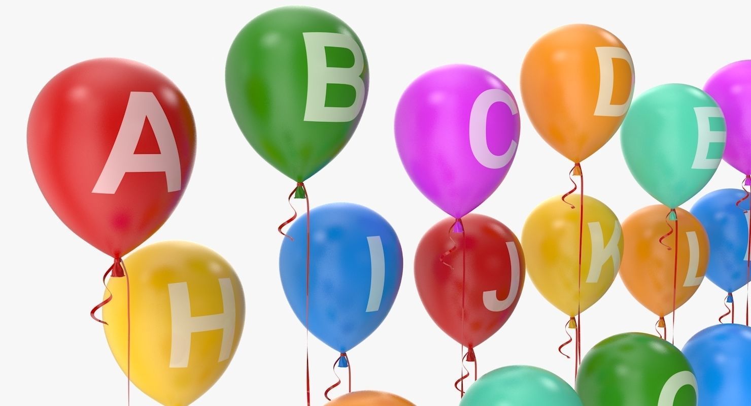 Alphabet on Balloons Low-poly 3D model_7