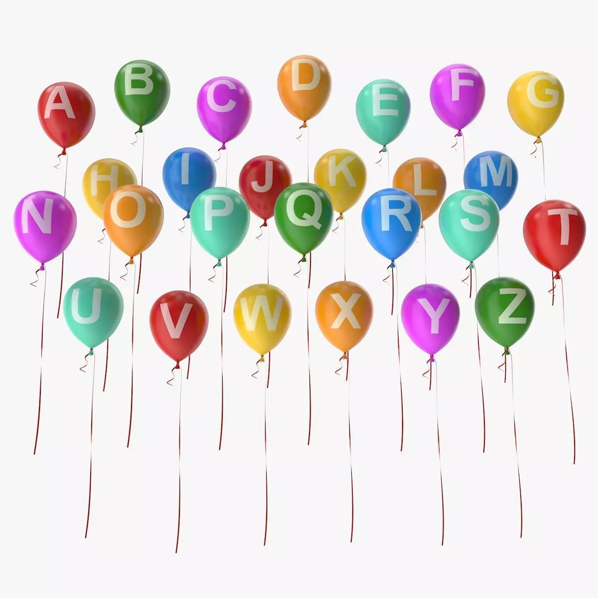 Alphabet on Balloons Low-poly 3D model_0
