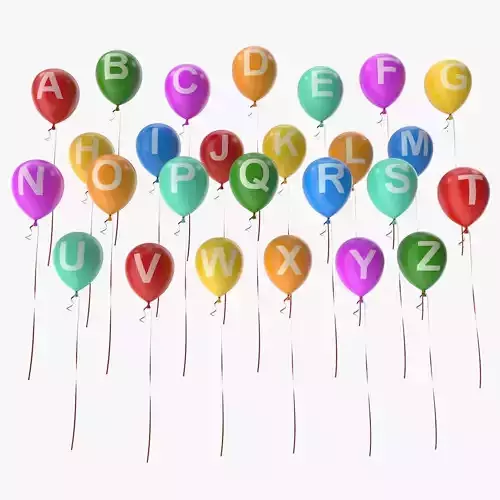 Alphabet on Balloons Low-poly 3D model