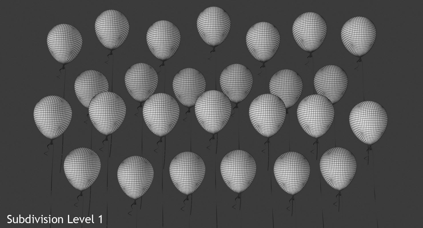 Alphabet on Balloons Low-poly 3D model_10