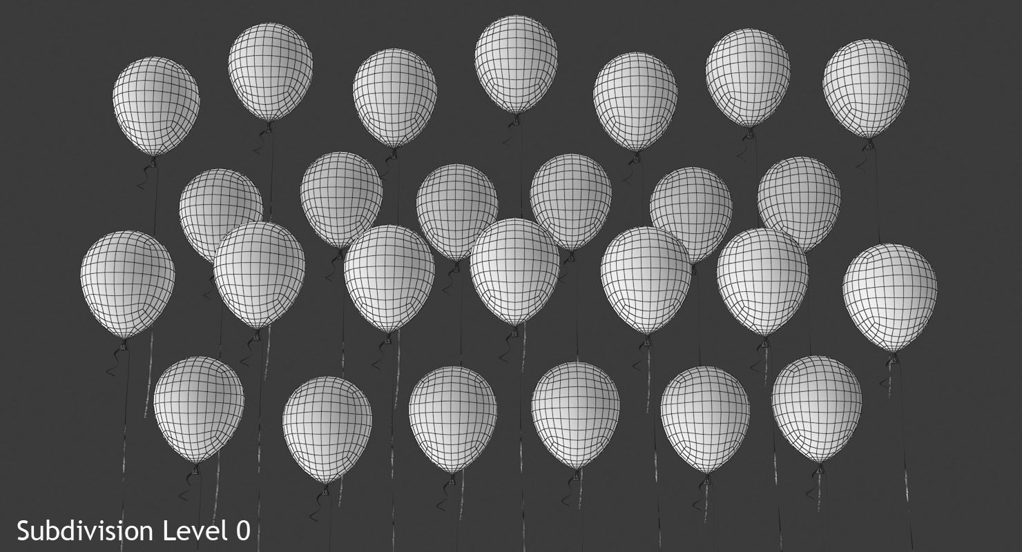 Alphabet on Balloons Low-poly 3D model_9