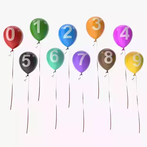 Number on Balloons Low-poly 3D model