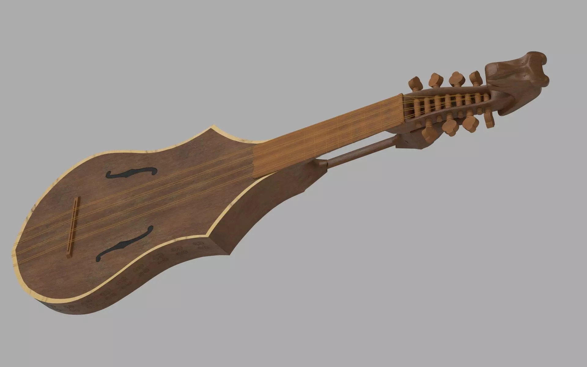 Citole wooden guitar 3D model_0