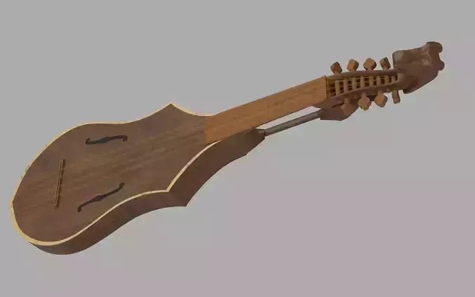 Citole wooden guitar 3D model